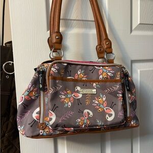 Lily Bloom Multicolor Bird Print Satchel